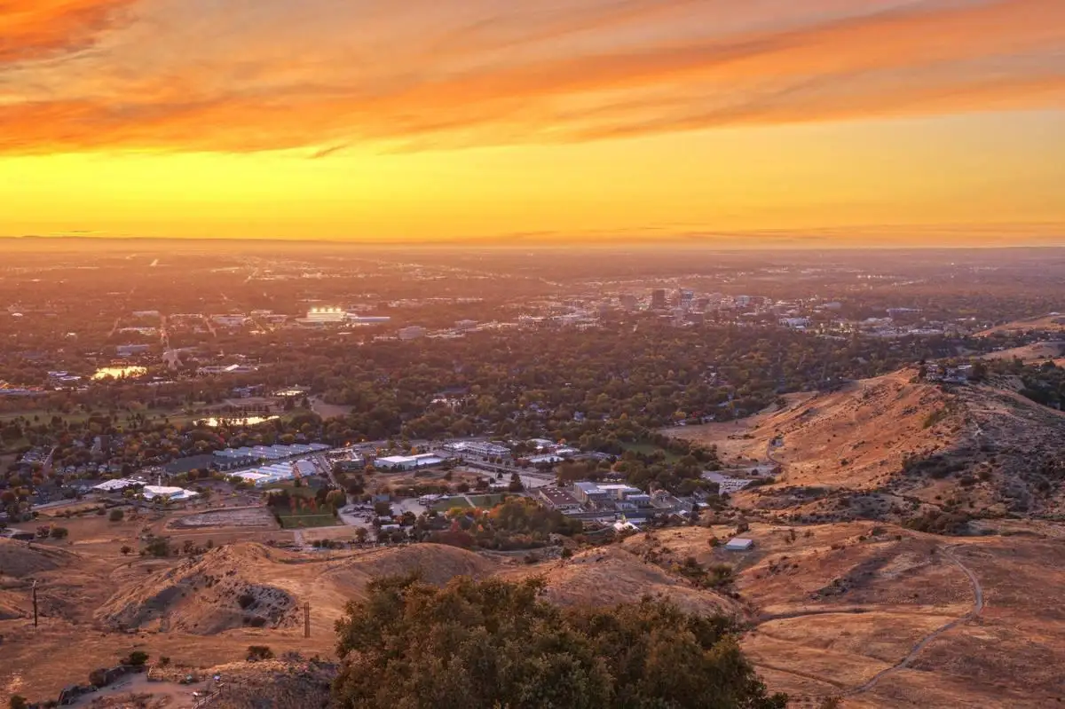 Sunset over Boise and the foothills